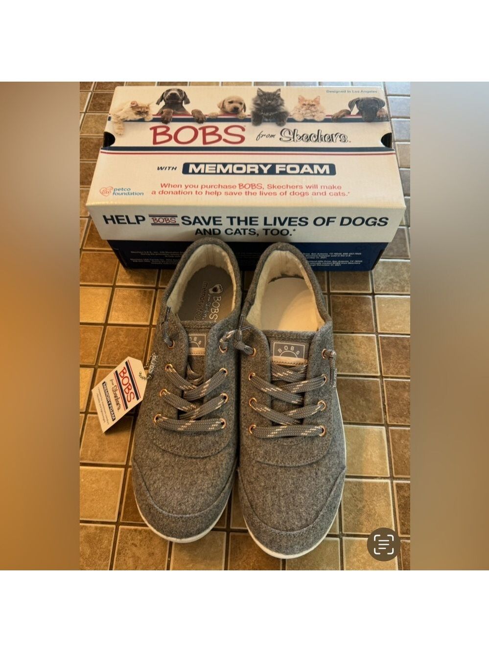 Skechers BOBS Gray Athletic Shoes with Memory Foam
